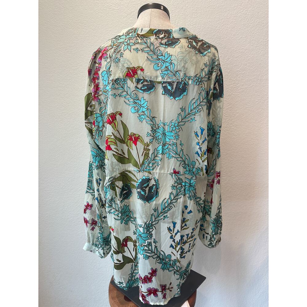 Soft Surroundings Floral Burnout Velvet Sheer Blouse XL Boho - Picture 4 of 11
